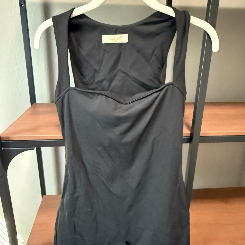M Qinson square neck jumpsuit stretchy Black